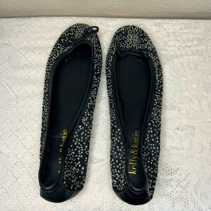 Women’s Kelly & Katie Black Rhinestone Flats - 38.5 (7.5)